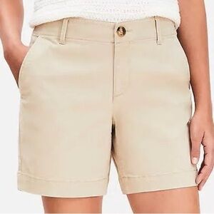 LOFT Cream Women's Chino Shorts The Monroe 6” Size 14 Preppy Neutral